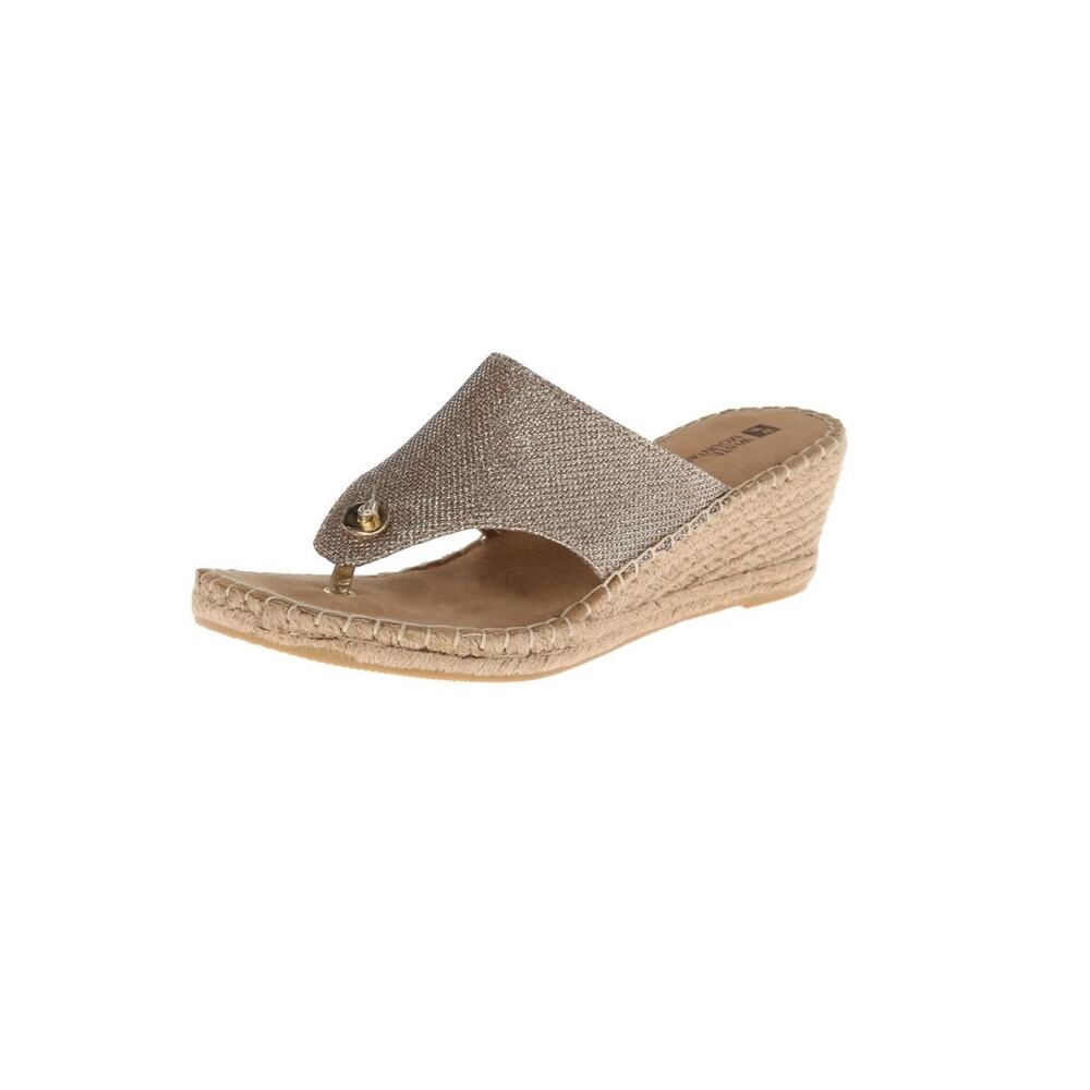 White Mountain  Gold Metallic Thong Jute Sandal Gold Hardware Women's Size 9
